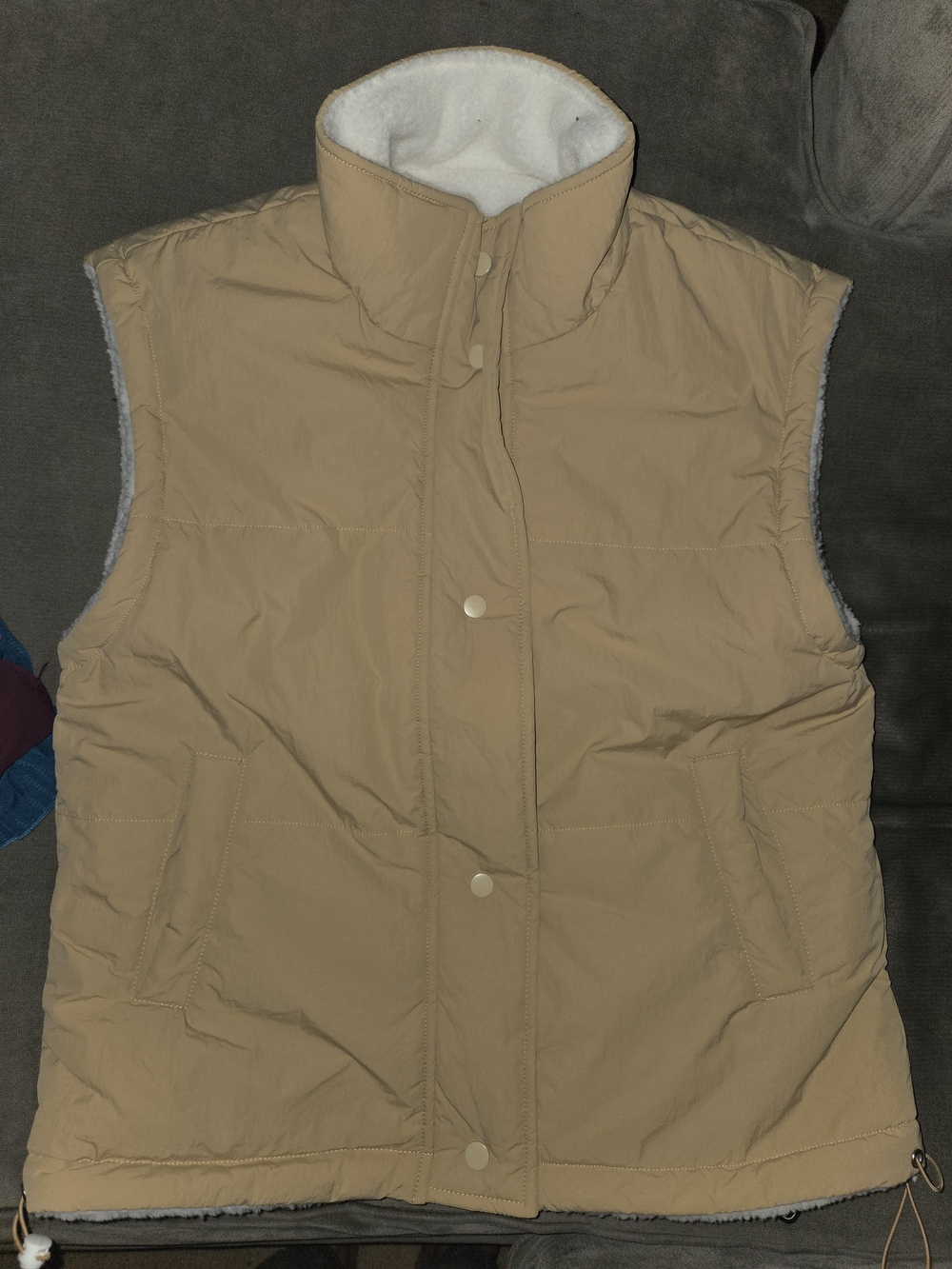 Zaful Tan Sherpa-Lined Puffer Vest